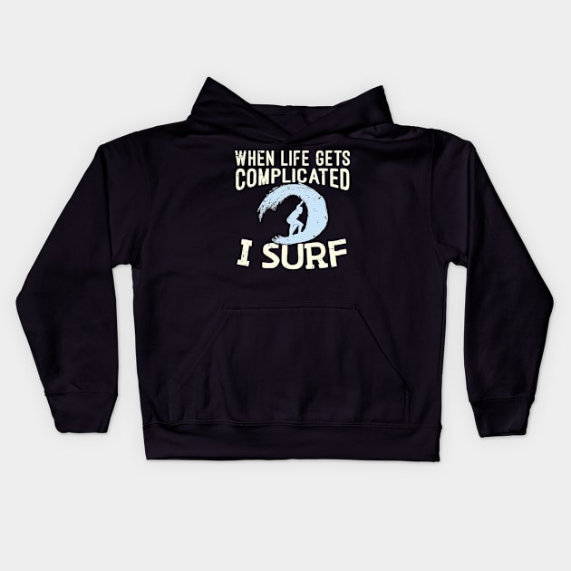 Surfing Lover Wave Riding Kids Hoodie by PixelArt